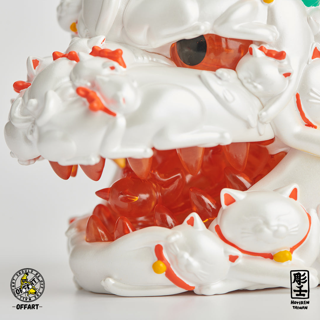 OFFART X Horiren Red Flame Hundred Cats Mini Bust Fortune White