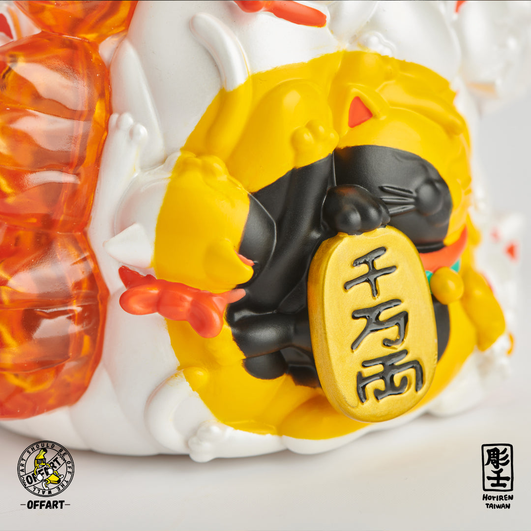 OFFART X Horiren Red Flame Hundred Cats Mini Bust Fortune White