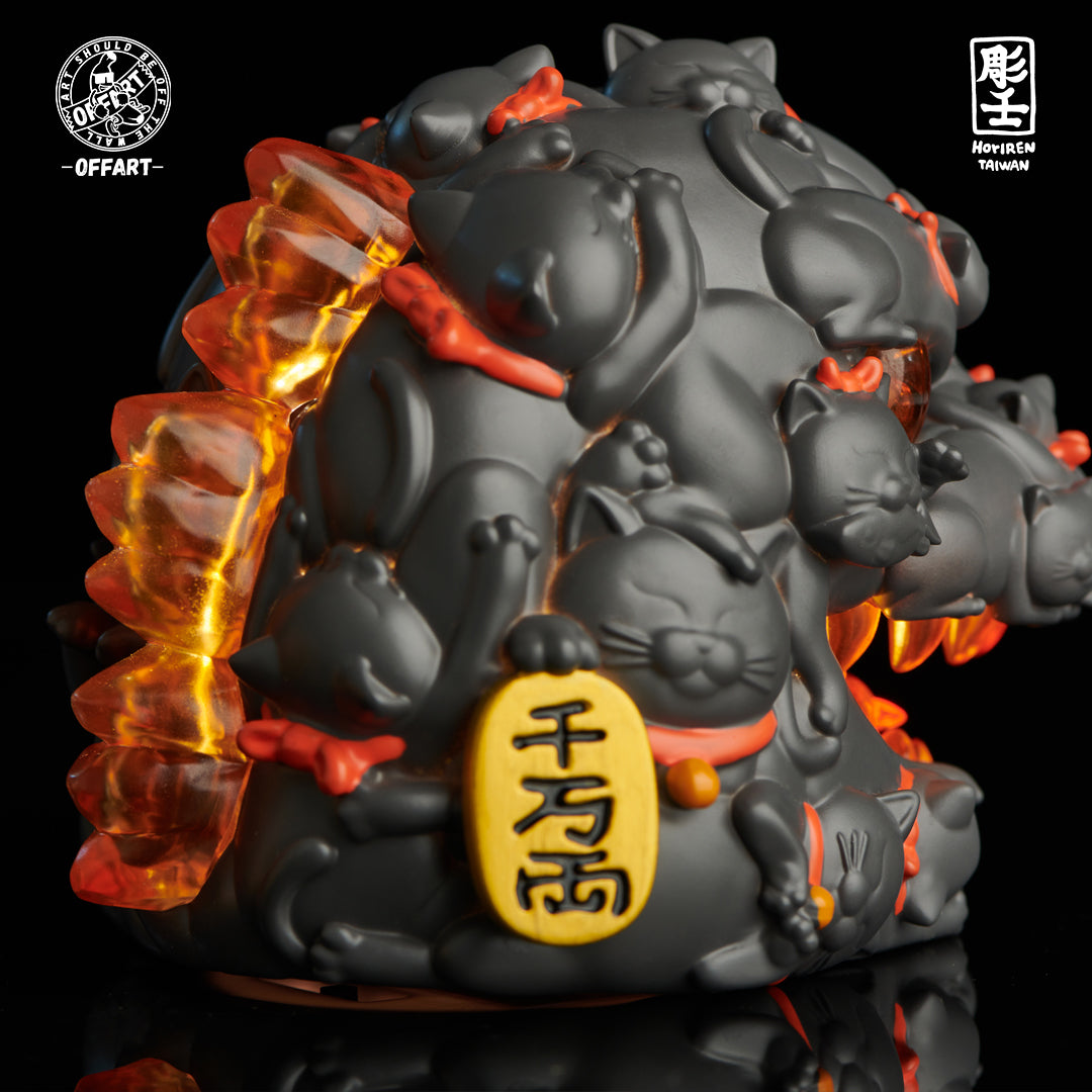 OFFART X Horiren Red Flame Hundred Cats Mini Bust Fortune Black