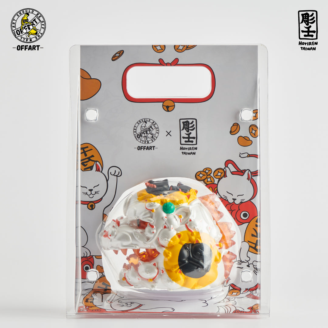 OFFART X Horiren Red Flame Hundred Cats Mini Bust Fortune White