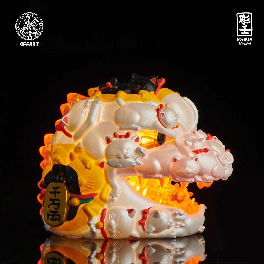 OFFART X Horiren Red Flame Hundred Cats Mini Bust Fortune White