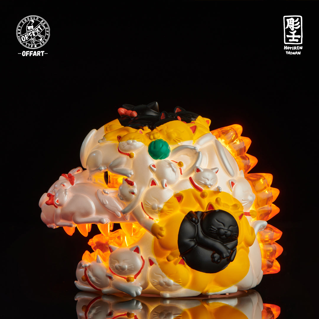 OFFART X Horiren Red Flame Hundred Cats Mini Bust Fortune White