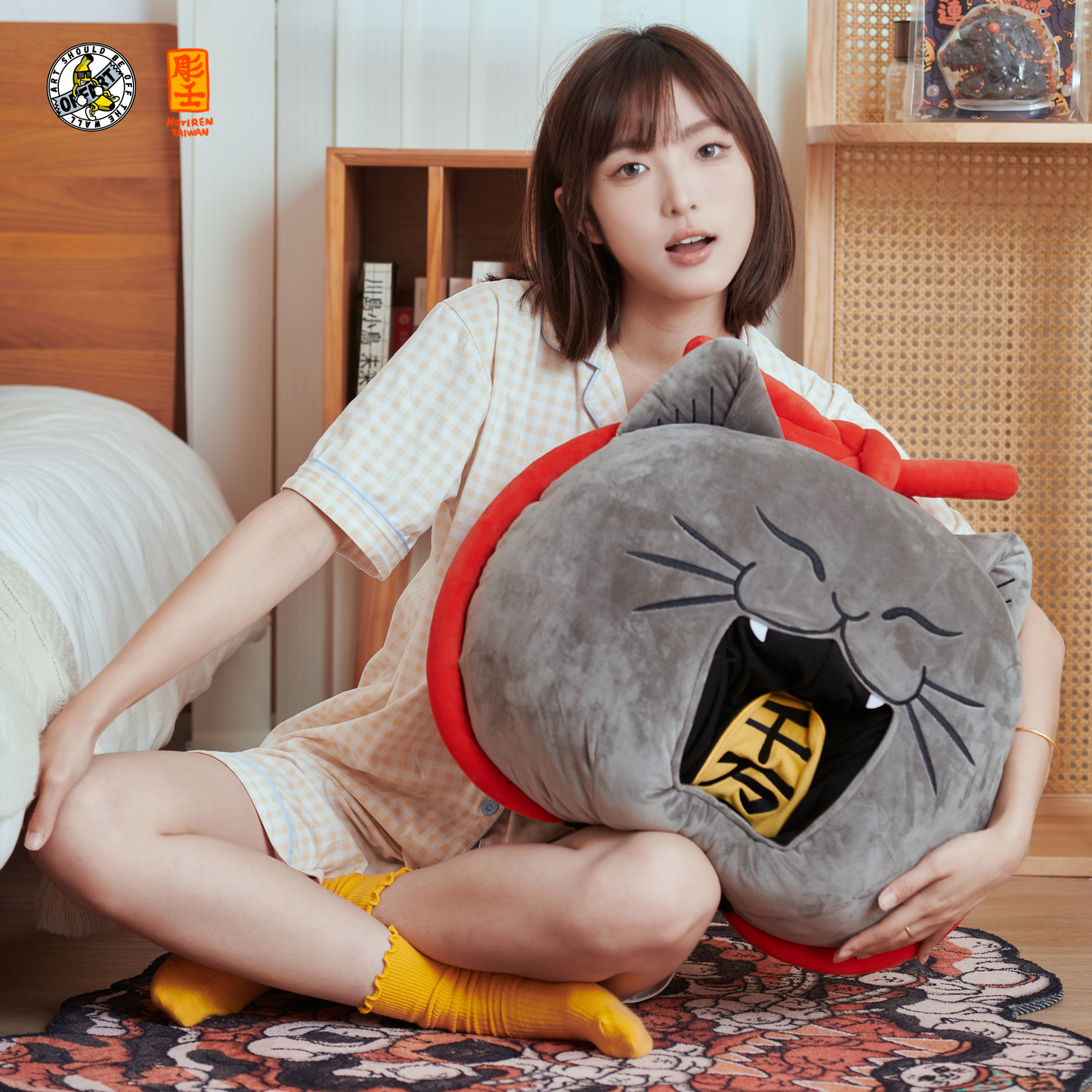 OFFART X Horiren Money Biting Cat Plush Pillow