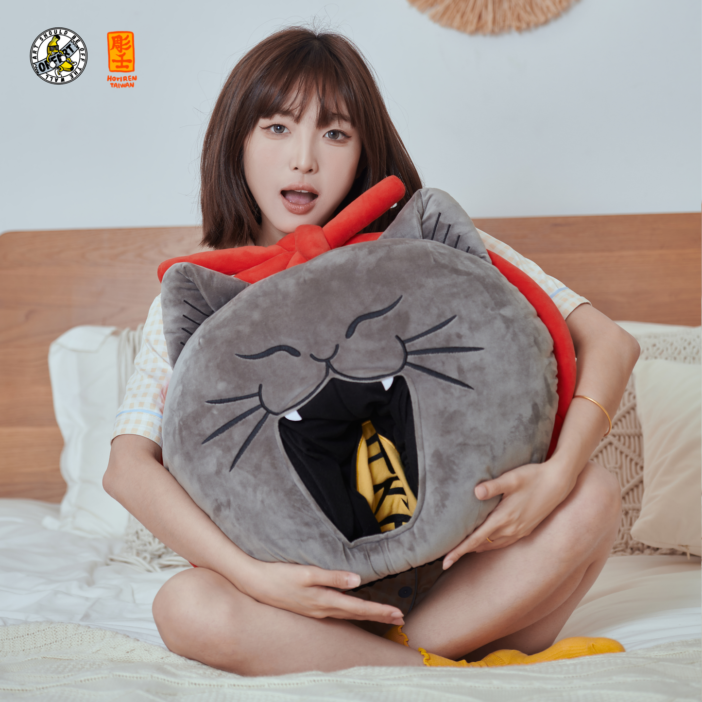 OFFART X Horiren Money Biting Cat Plush Pillow